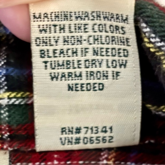 LL Bean Scotch Plaid Flannel Shirt Women's 1X Plus Red Navy Button Up - Picture 9 of 13